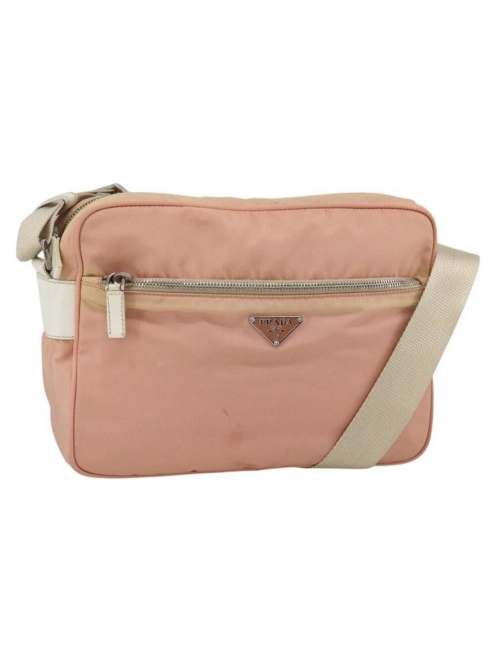 Authentic PRADA Shoulder Bag Nylon Pink Silver